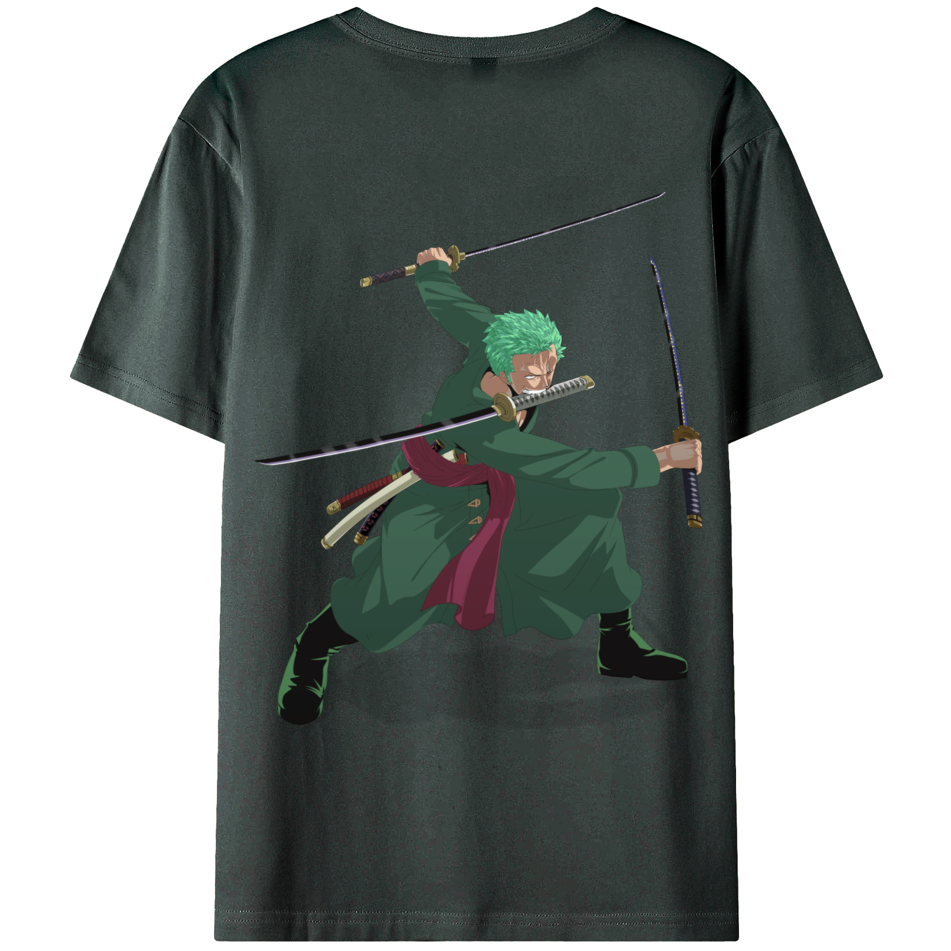 ワンピース ロロノア・ゾロ ONE PIECE Roronoa Zoro 綿100％ メンズ半袖Tシャツ（バックプリント） 通気性